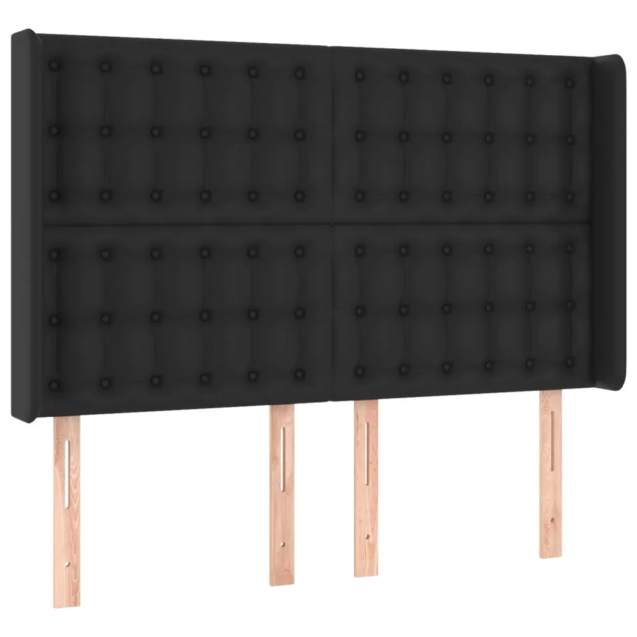 Tête de lit avec oreilles Noir 147x16x118/128 cm Similicuir - 2