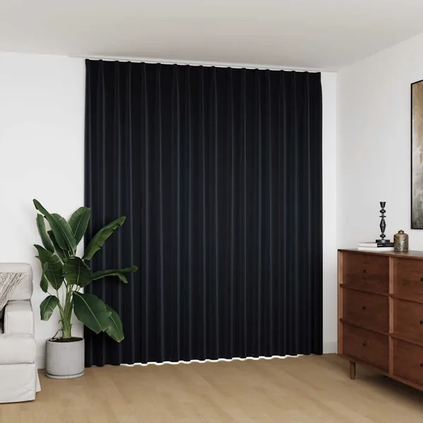 Rideau occultant avec crochets Noir 290x245 cm