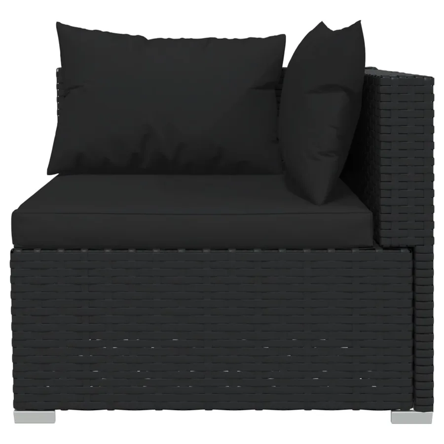 Salon de jardin 6 pcs avec coussins résine tressée noir - 3