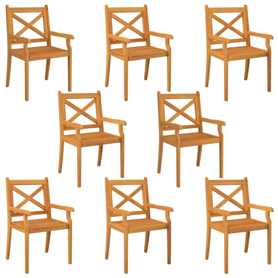 Chaises à manger d'extérieur lot de 8 Bois d'acacia massif - 2
