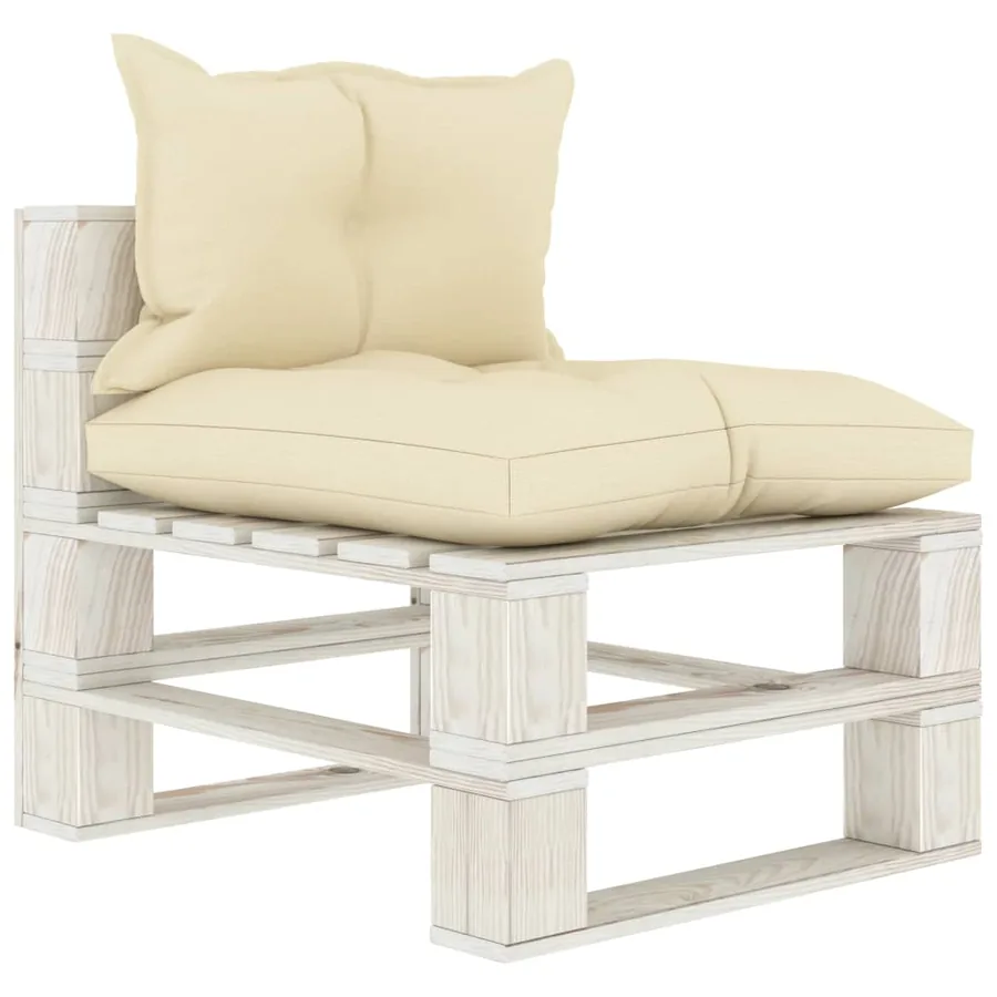 Canapé palette de milieu de jardin avec coussins crème Bois