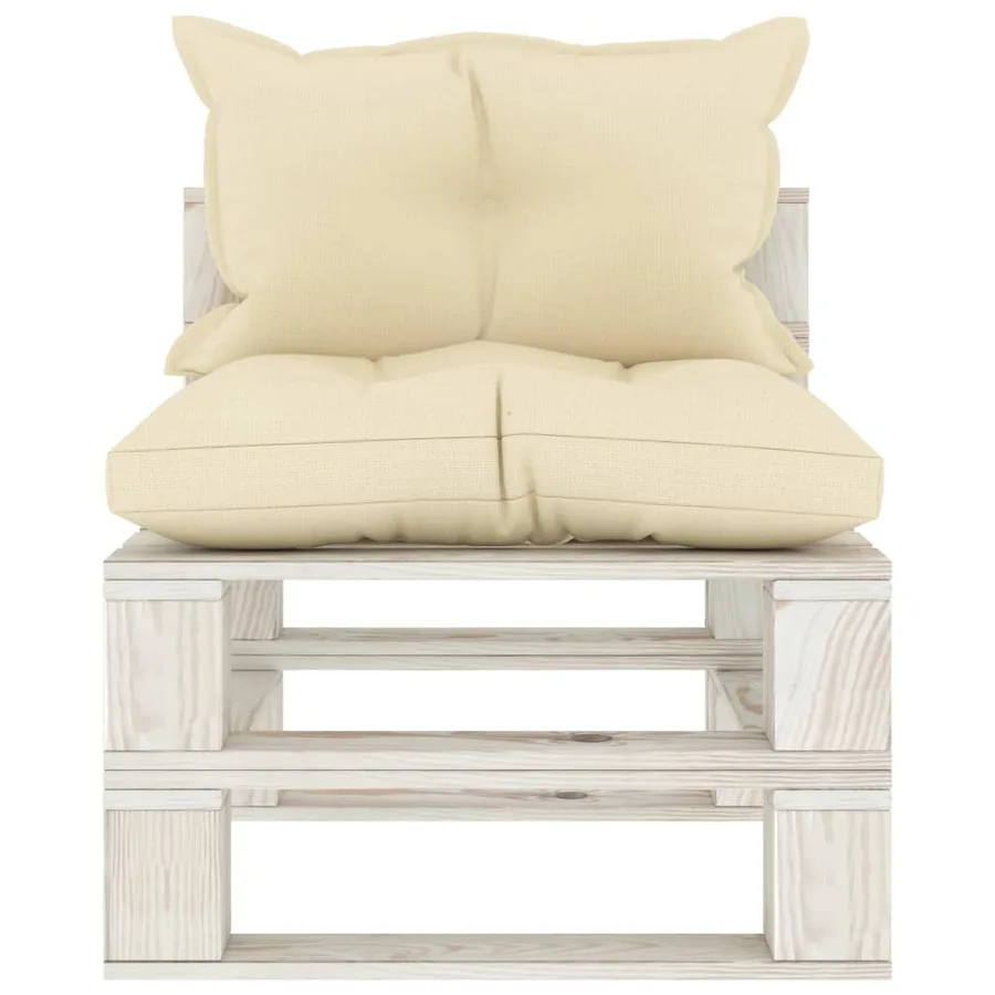 Canapé palette de milieu de jardin avec coussins crème Bois - 2