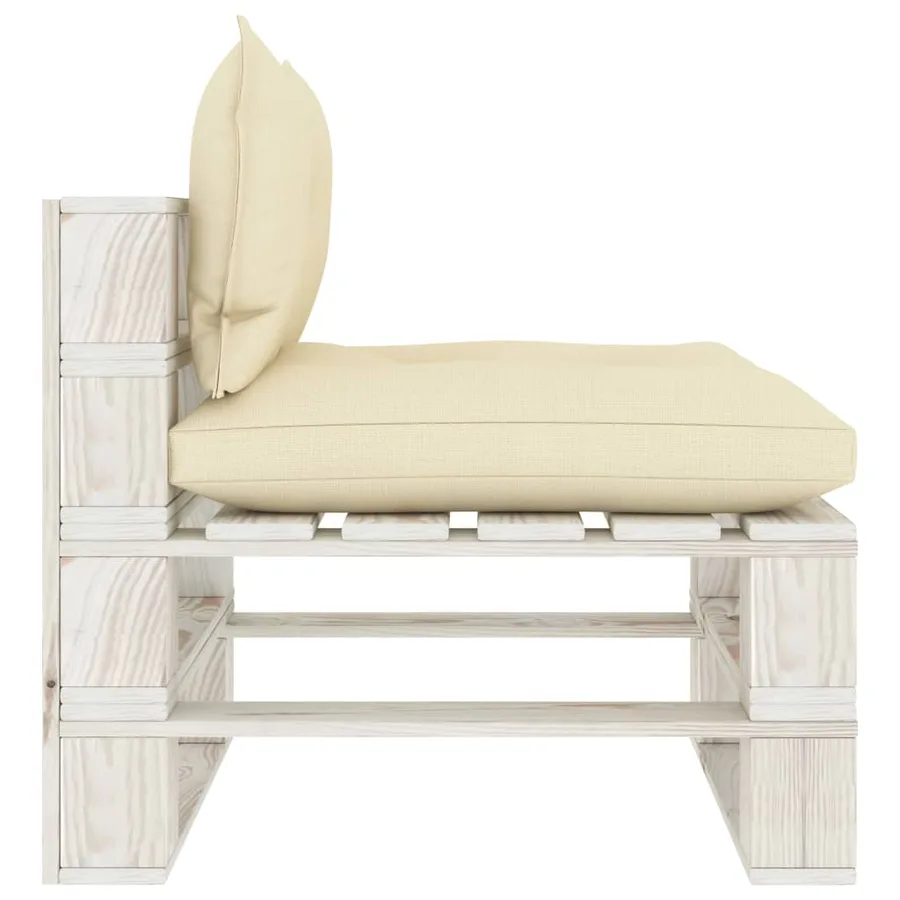 Canapé palette de milieu de jardin avec coussins crème Bois - 3