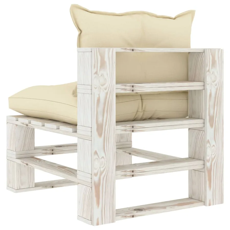 Canapé palette de milieu de jardin avec coussins crème Bois - 4