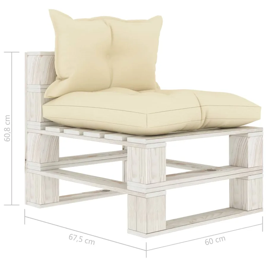 Canapé palette de milieu de jardin avec coussins crème Bois - 7