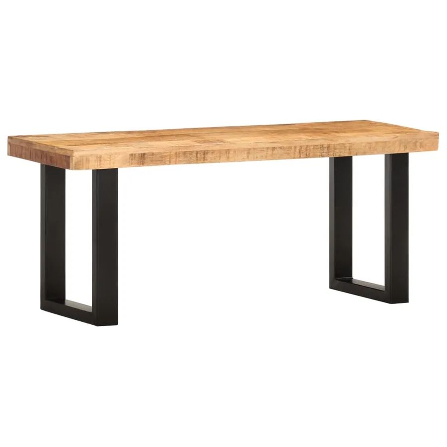 Banc 110 cm Bois de manguier brut massif et acier - 10