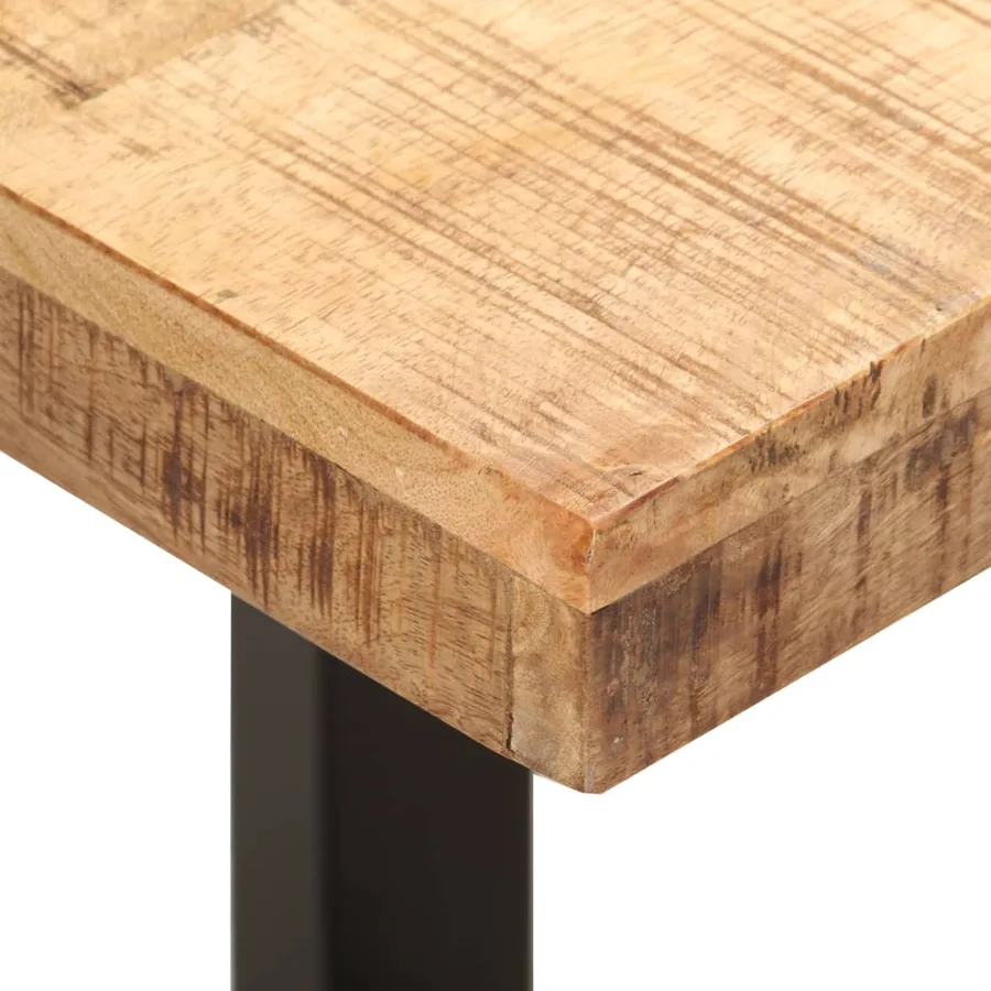 Banc 110 cm Bois de manguier brut massif et acier - 4