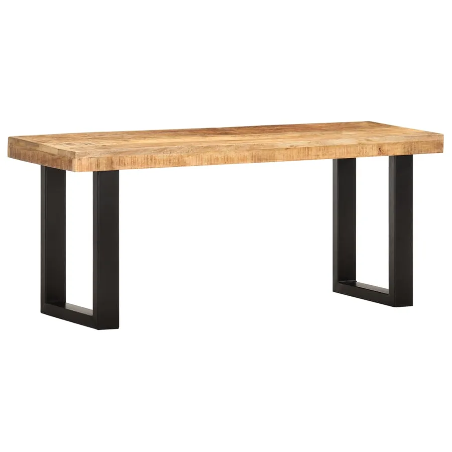 Banc 110 cm Bois de manguier brut massif et acier - 8