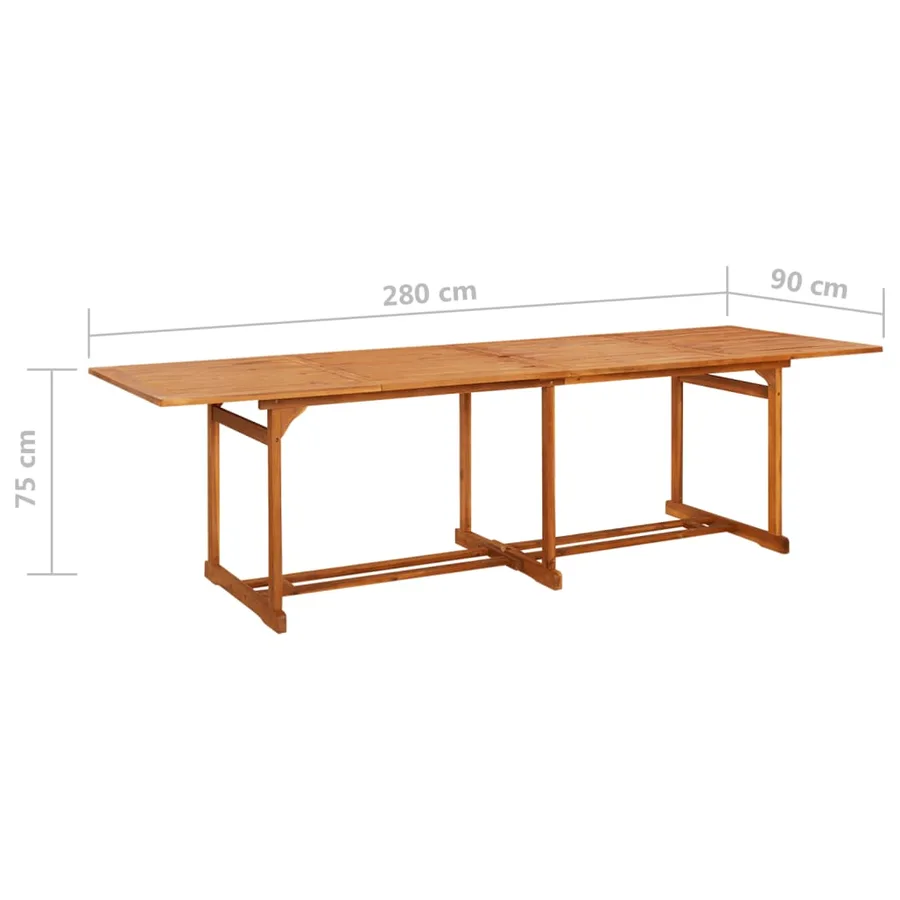 Table à dîner de jardin 280x90x75 cm Bois d'acacia massif - 6