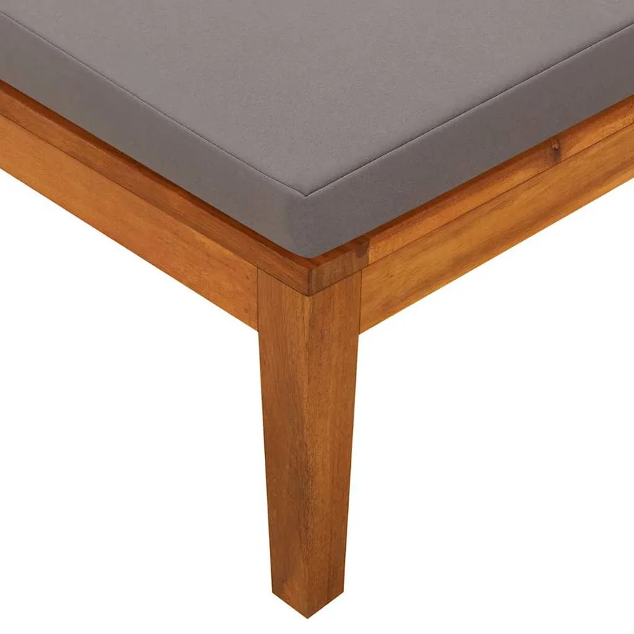 Chaise longue avec 1 accoudoir Gris foncé Bois d'acacia solide - 10