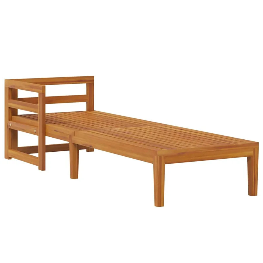 Chaise longue avec 1 accoudoir Gris foncé Bois d'acacia solide - 4
