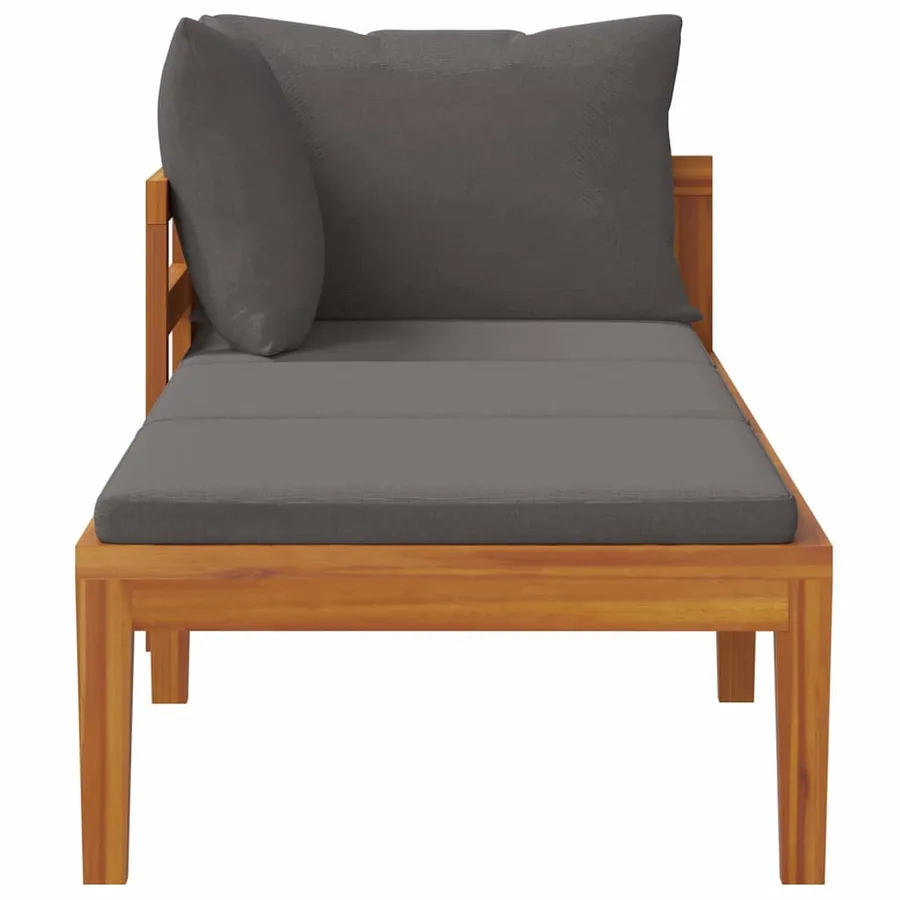 Chaise longue avec 1 accoudoir Gris foncé Bois d'acacia solide - 5