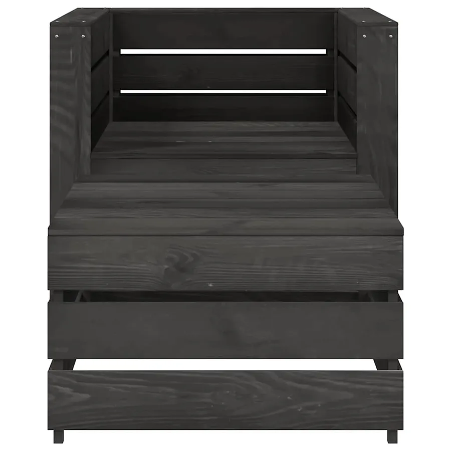 Salon de jardin palette 2 pcs Bois de pin imprégné de gris - 3