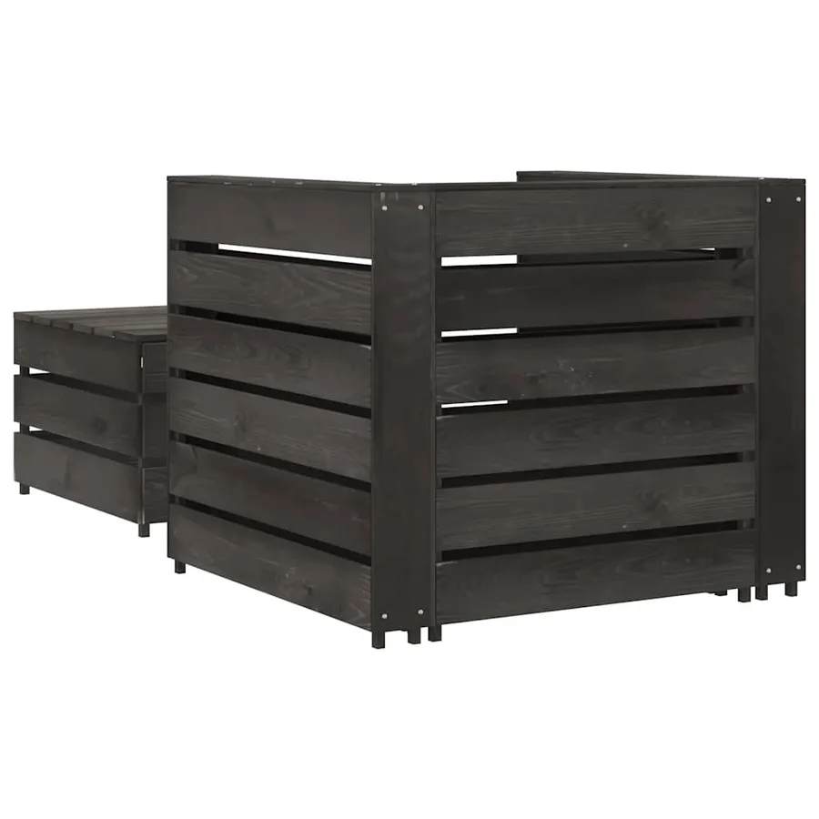 Salon de jardin palette 2 pcs Bois de pin imprégné de gris - 5