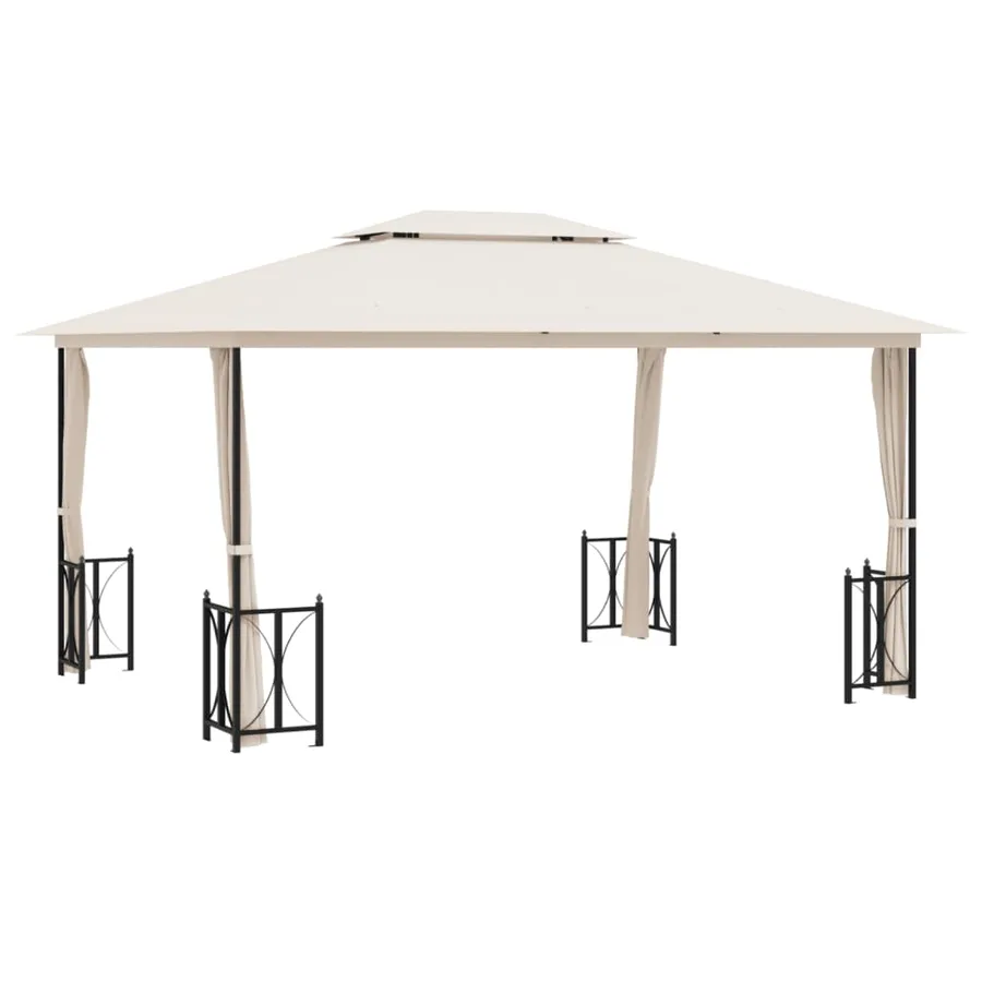 Tonnelle avec parois et toit double 3x4 m Crème - 2