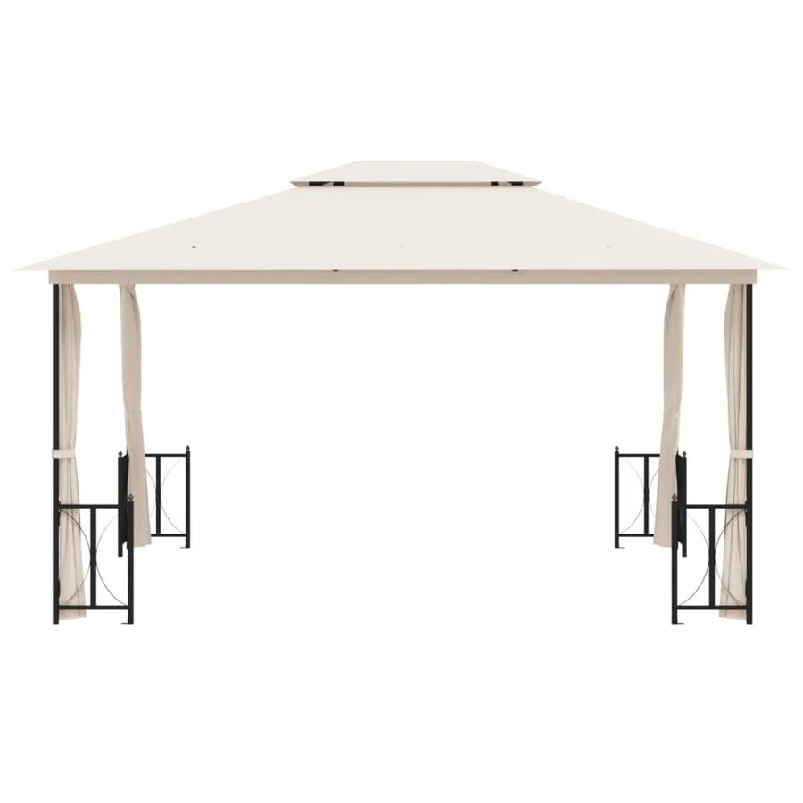 Tonnelle avec parois et toit double 3x4 m Crème - 3