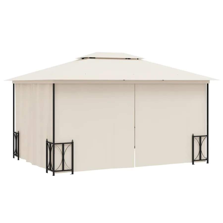 Tonnelle avec parois et toit double 3x4 m Crème - 4