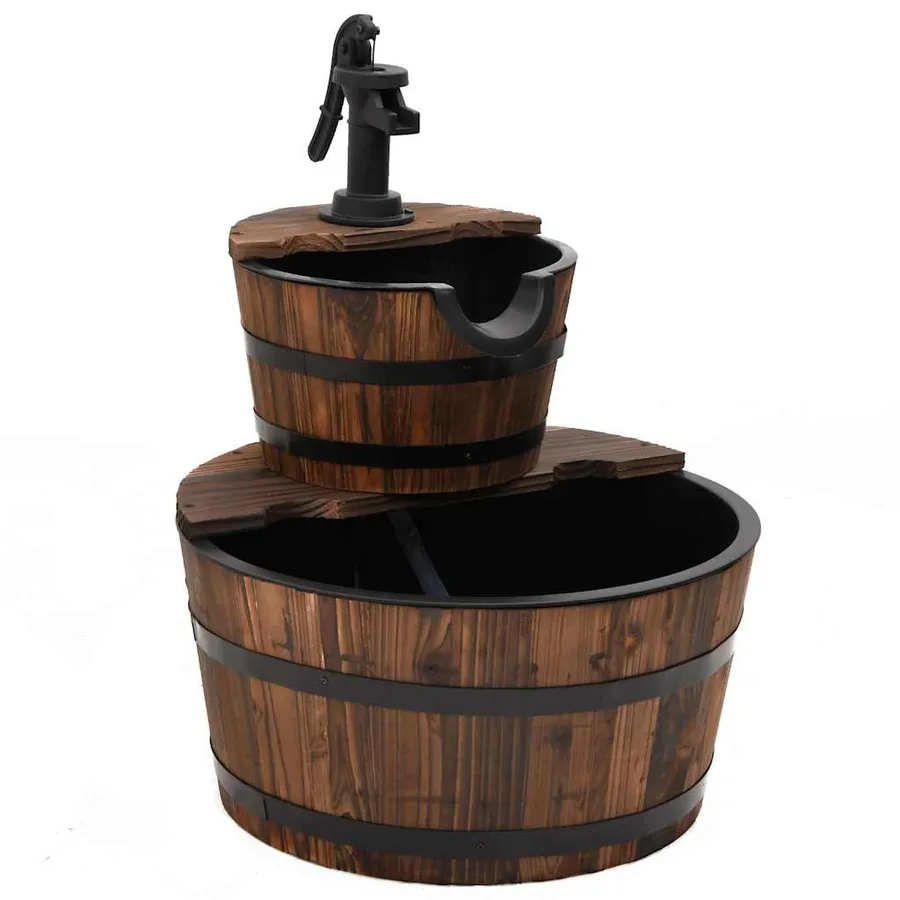 Fontaine à eau avec pompe 44,5x44,5x58 cm Bois de sapin massif - 2