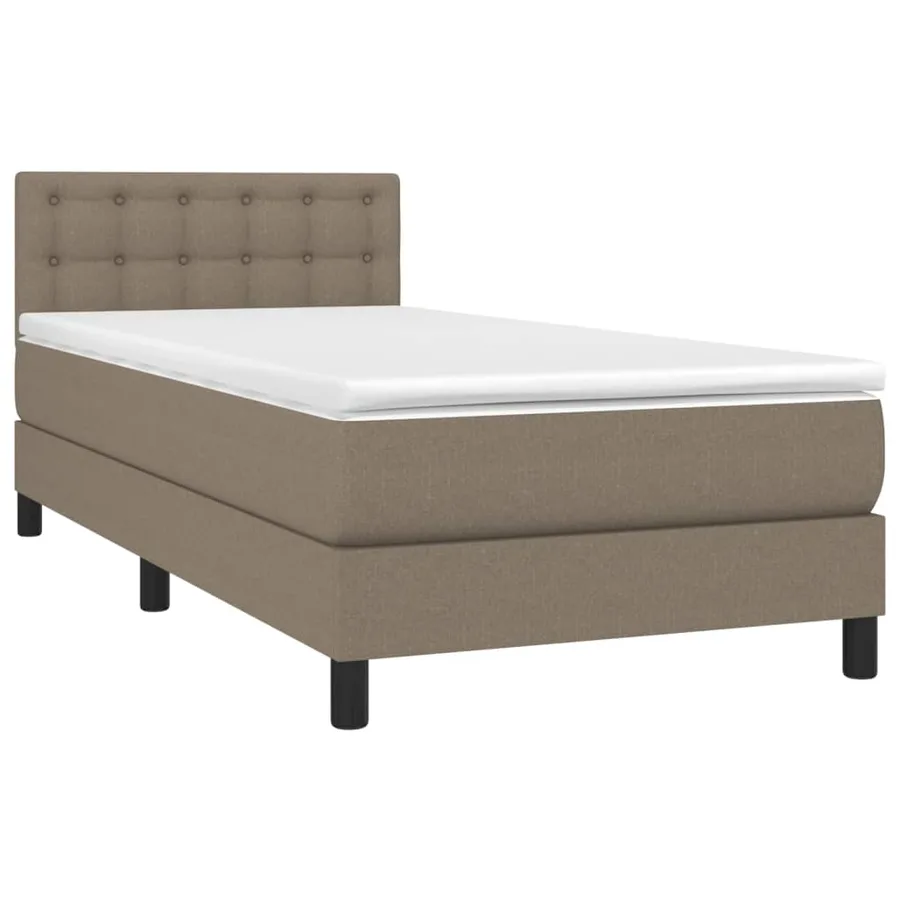 Sommier à lattes de lit avec matelas LED Taupe 100x200 cm Tissu - 3