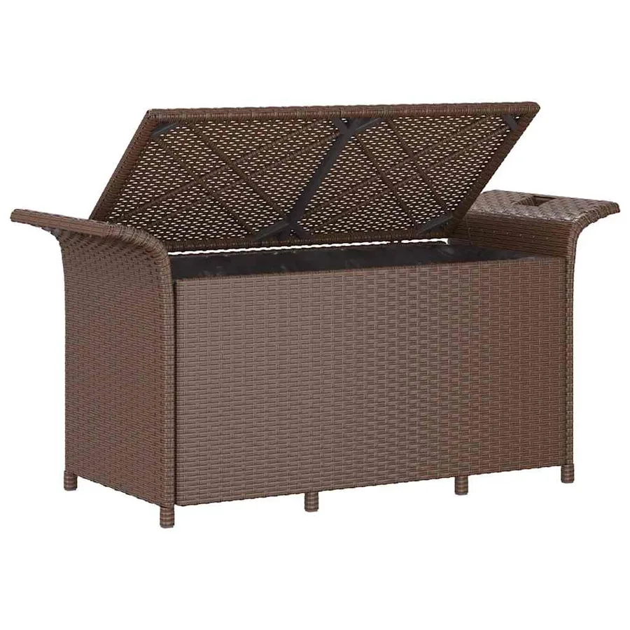 Banc de jardin avec coussin marron 116x46x57 cm résine tressée - 6