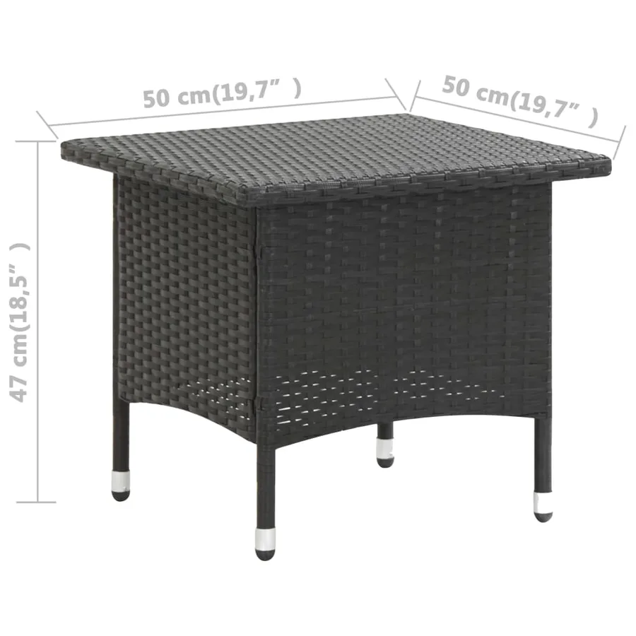 Table à thé Noir 50x50x47 cm Résine tressée - 5