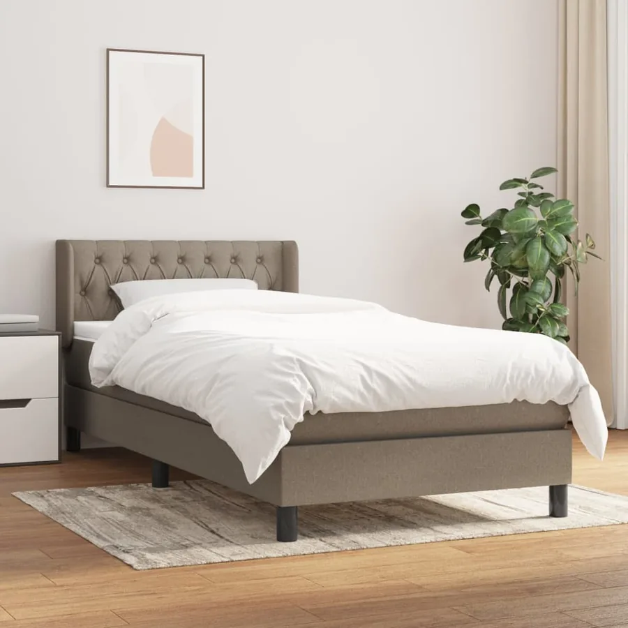 Sommier à lattes de lit avec matelas Taupe 100x200 cm Tissu