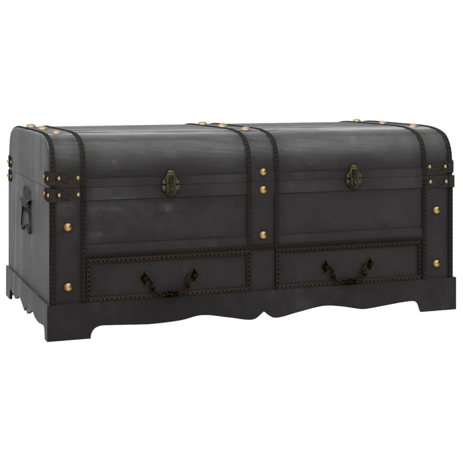 Coffre de rangement en bois Large Noir - 2