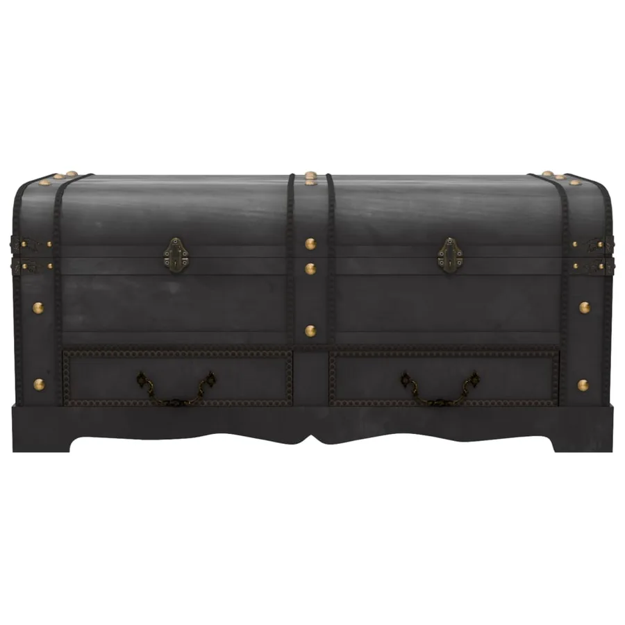 Coffre de rangement en bois Large Noir - 5