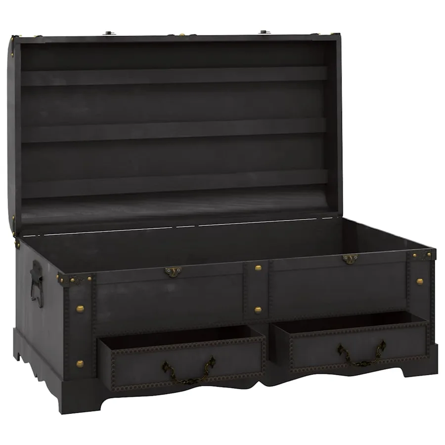 Coffre de rangement en bois Large Noir - 8