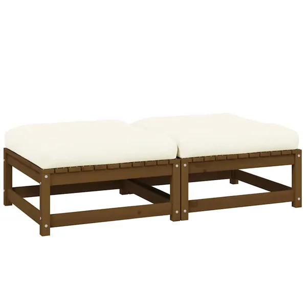 Repose-pieds de jardin avec coussins lot de 2 bois pin massif