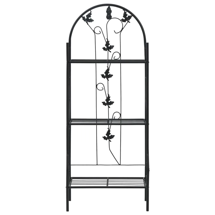 Support à plantes 3 niveaux Noir 52x28x128 cm Fer - 2