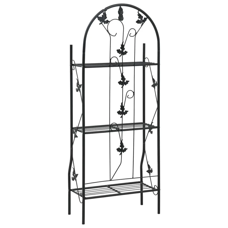 Support à plantes 3 niveaux Noir 52x28x128 cm Fer - 4