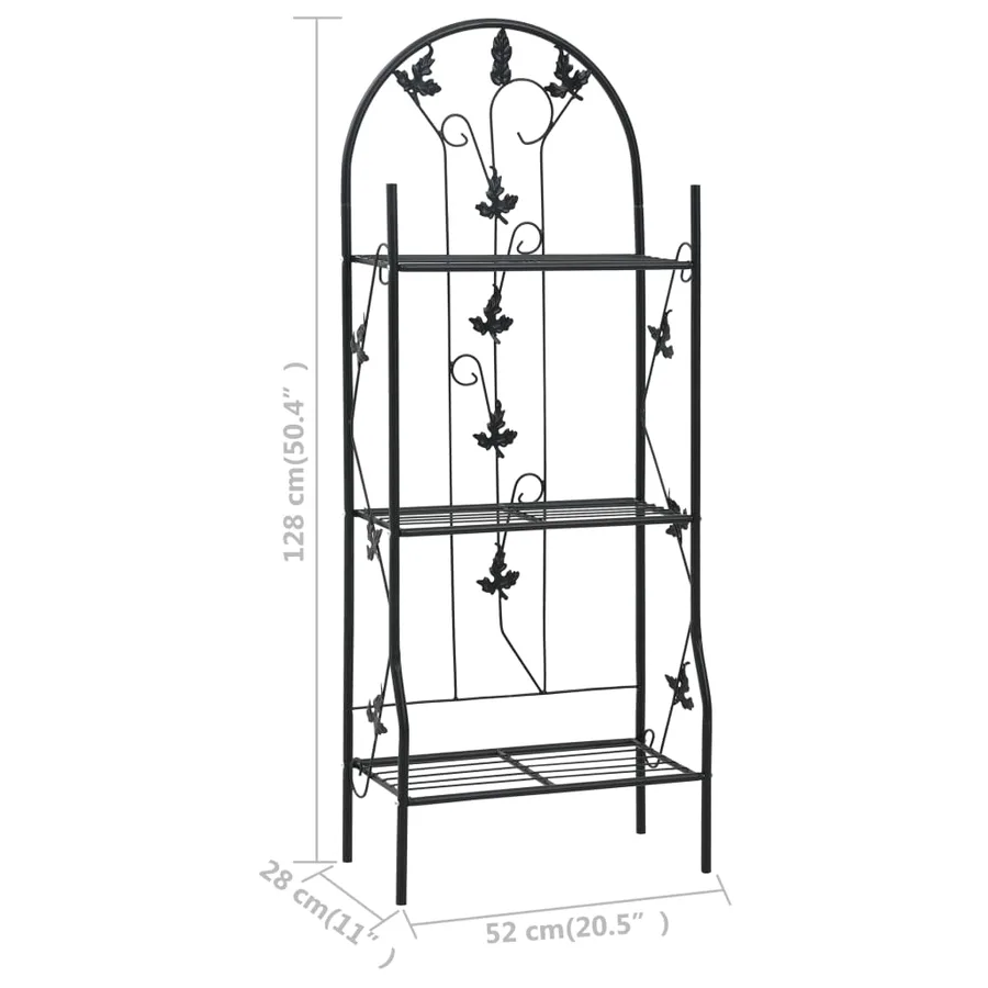 Support à plantes 3 niveaux Noir 52x28x128 cm Fer - 7