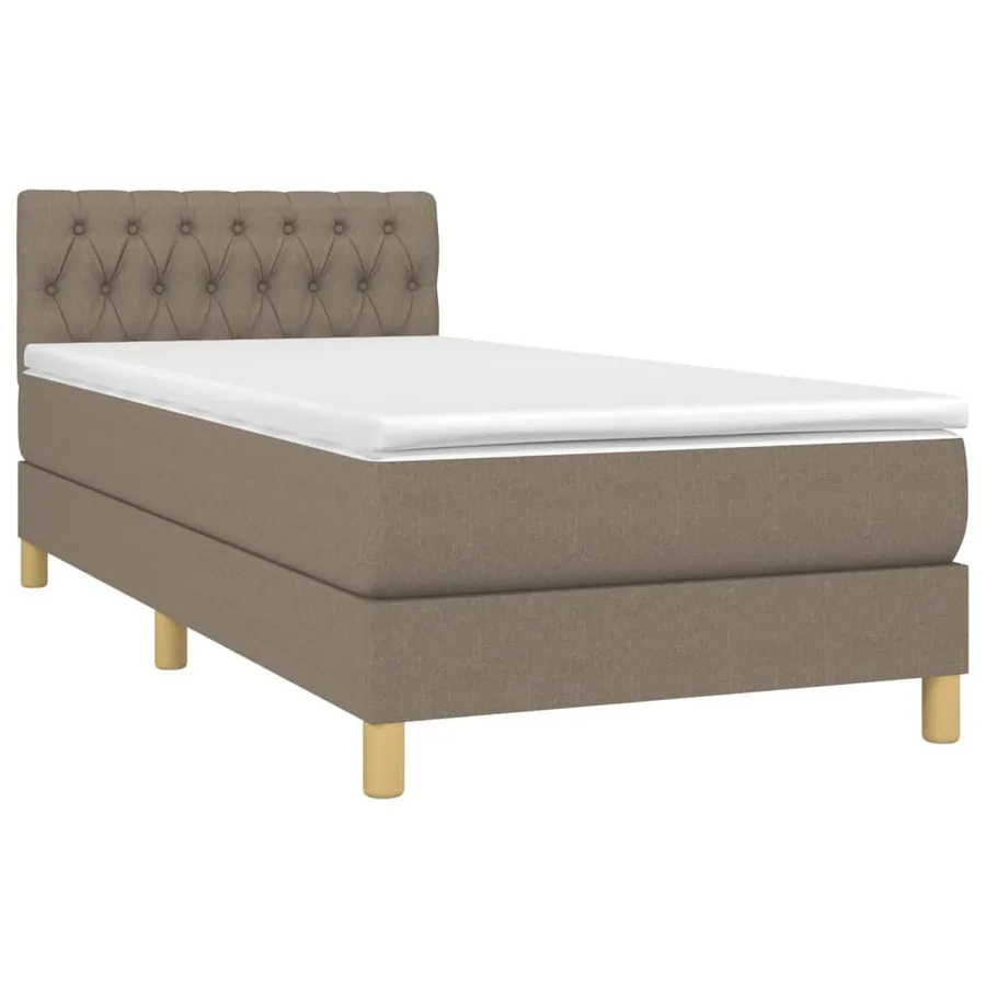 Sommier à lattes de lit avec matelas Taupe 100x200 cm Tissu - 3