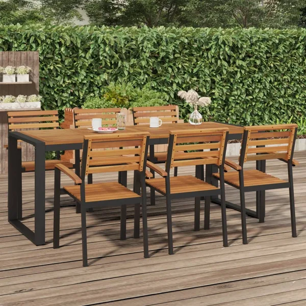 Table de jardin et pieds en forme de U 200x90x75 cm bois acacia