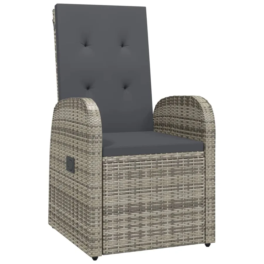 Ensemble à manger de jardin 5 pcs coussins gris résine tressée - 5