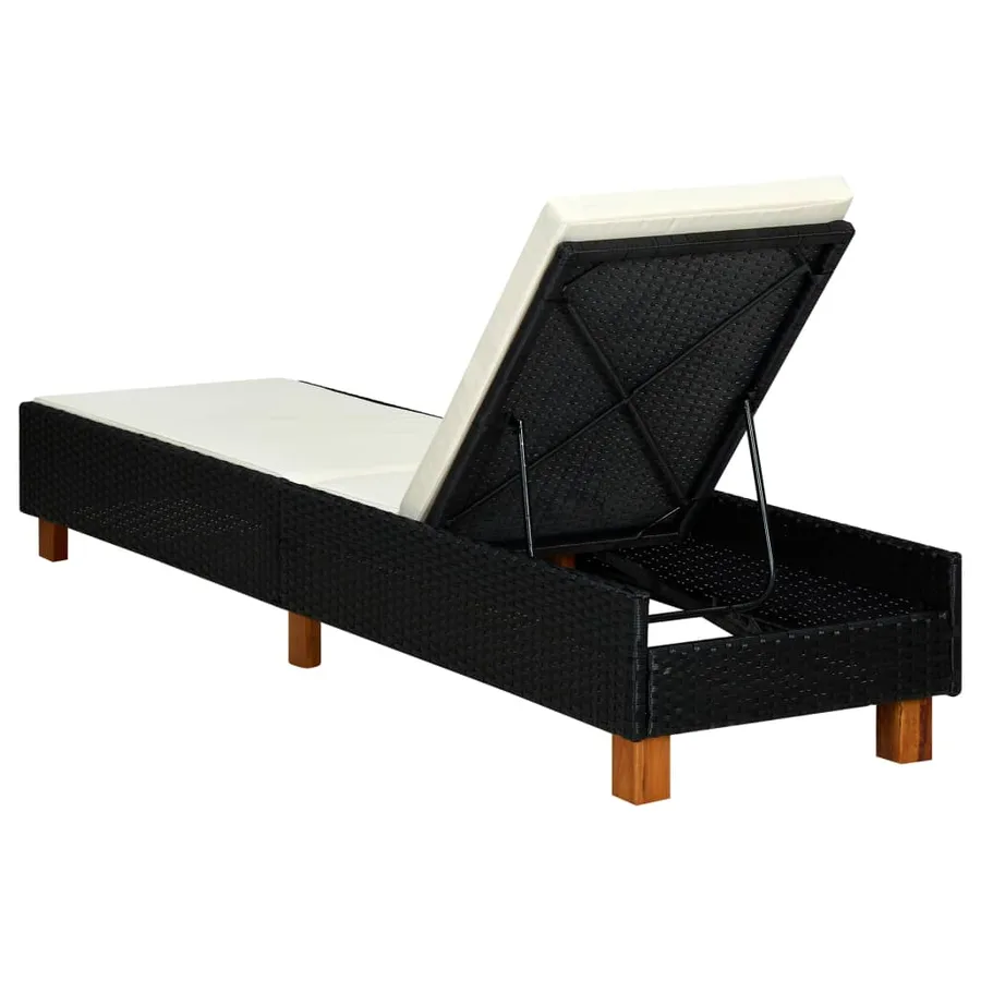 Transat avec coussin Résine tressée Noir - 4