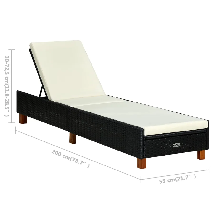 Transat avec coussin Résine tressée Noir - 7
