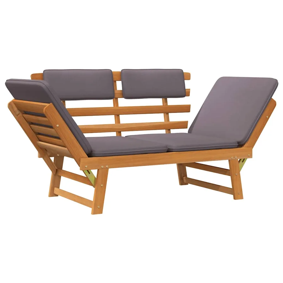 Chaise longue avec coussin 2-en-1 190 cm Bois solide d'acacia - 6