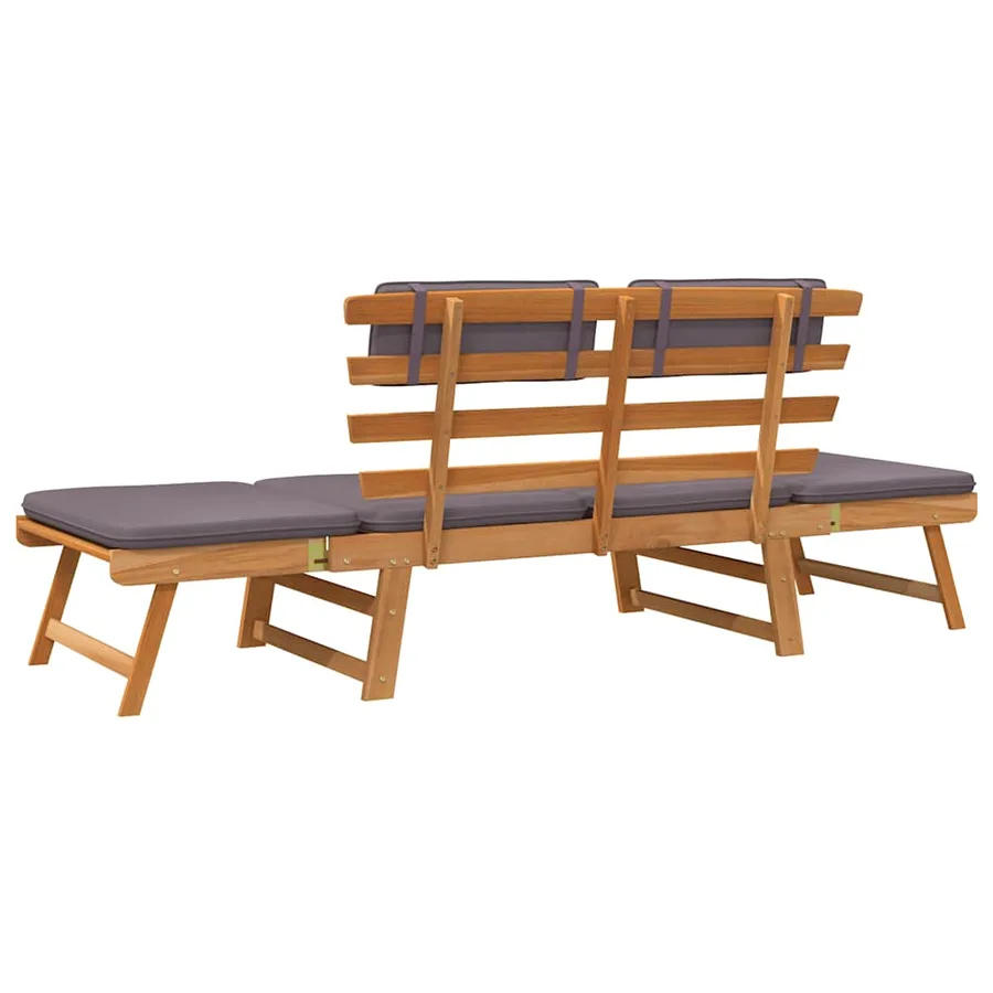 Chaise longue avec coussin 2-en-1 190 cm Bois solide d'acacia - 9