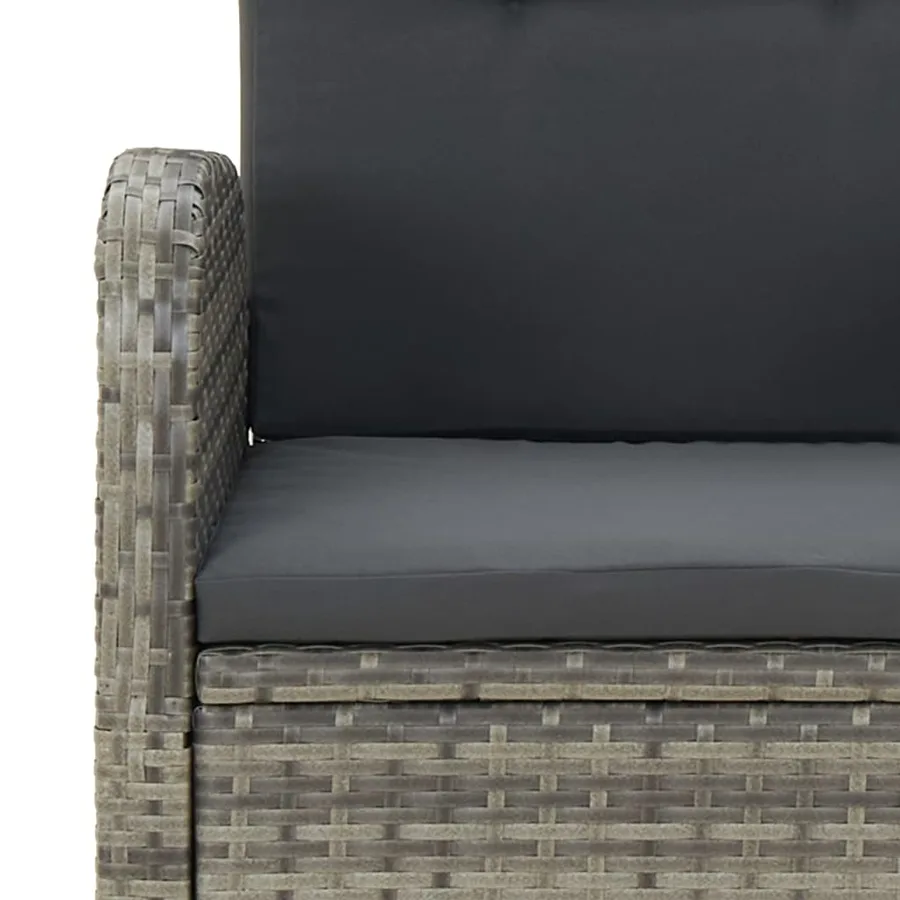 Ensemble à manger de jardin et coussins 7 pcs gris rotin - 7