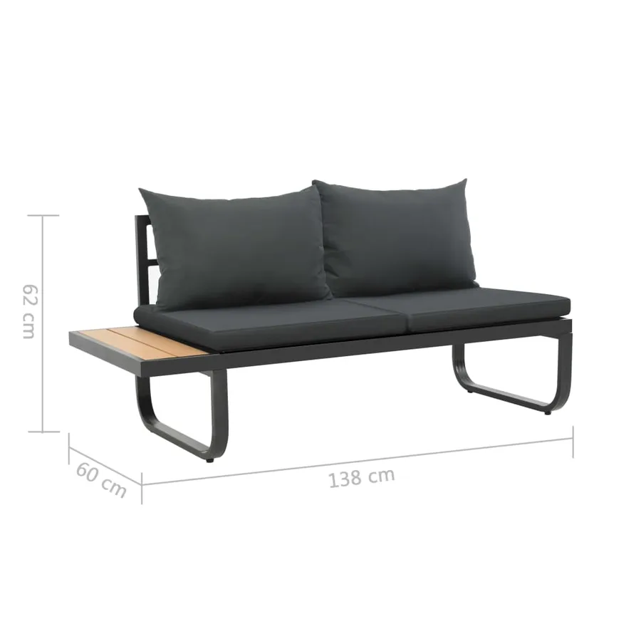 Canapé d'angle de jardin à 2 places avec coussins Aluminium WPC - 11
