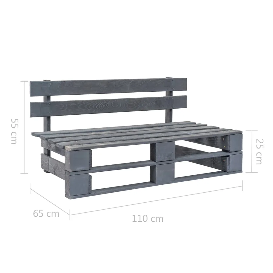 Banc palette de jardin bois gris - 5