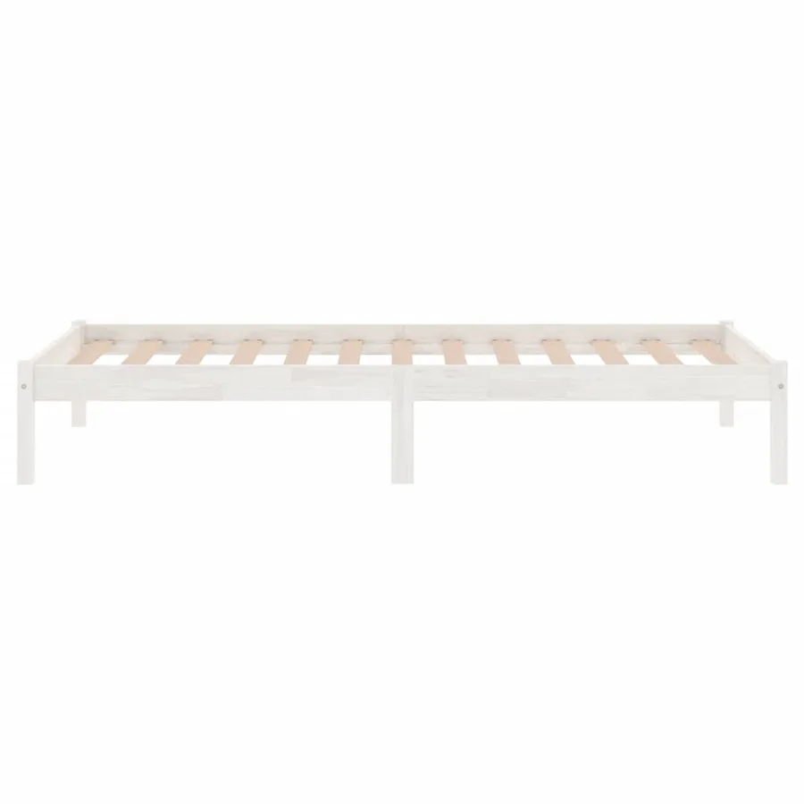 Cadre de lit sans matelas blanc bois massif 100x200 cm - 5