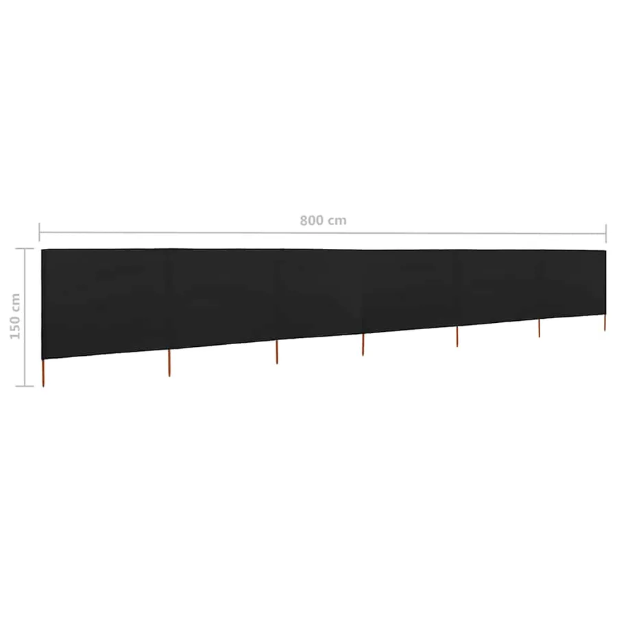 Paravent 6 panneaux Tissu 800 x 120 cm Noir - 6