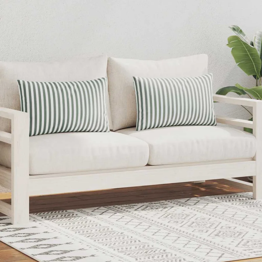 Oreiller d'extérieur lot de 2 Impression rayure 60 x 40 cm Gris - 2