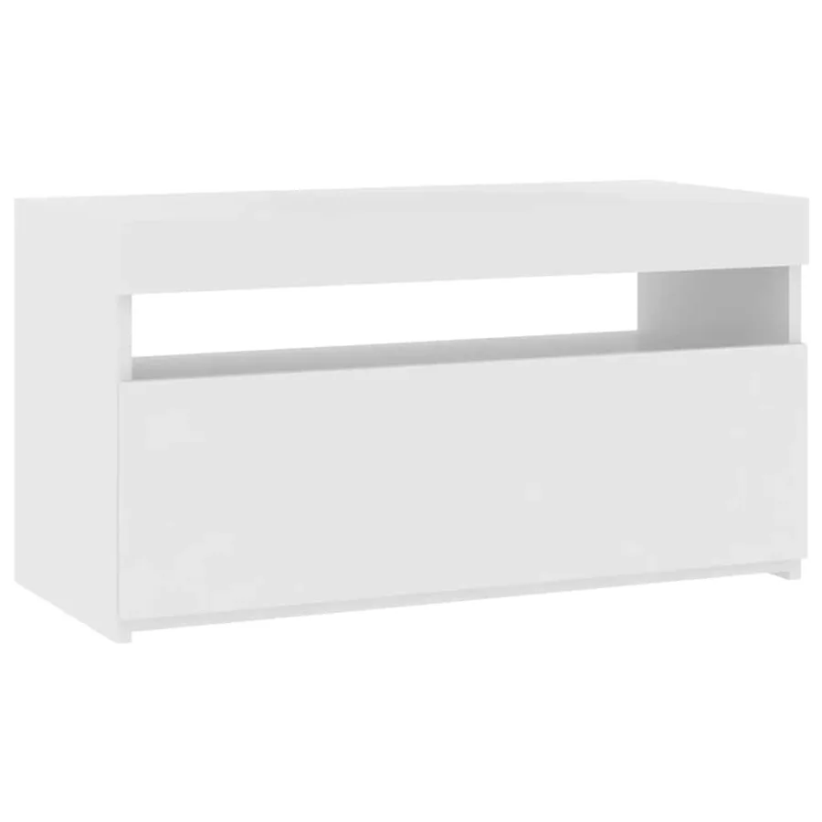 Meuble TV avec lumières LED Blanc brillant 75x35x40 cm - 2