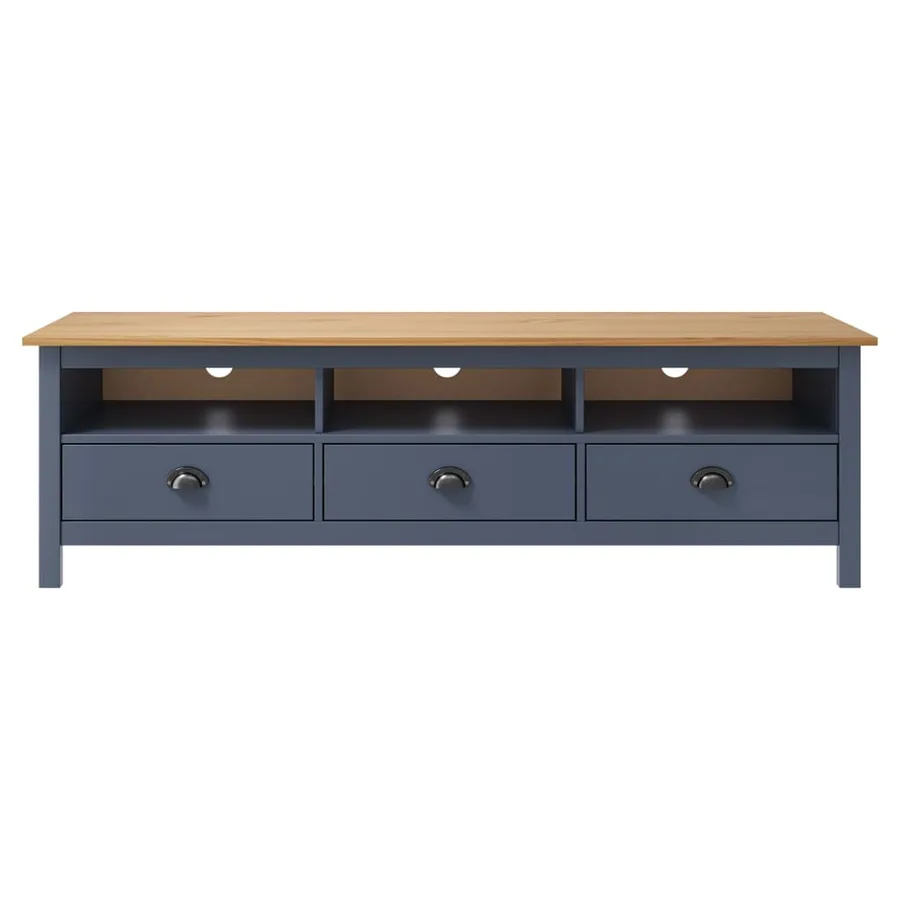 Meuble TV Hill Range Gris 158x40x47 cm Bois de pin solide - 2