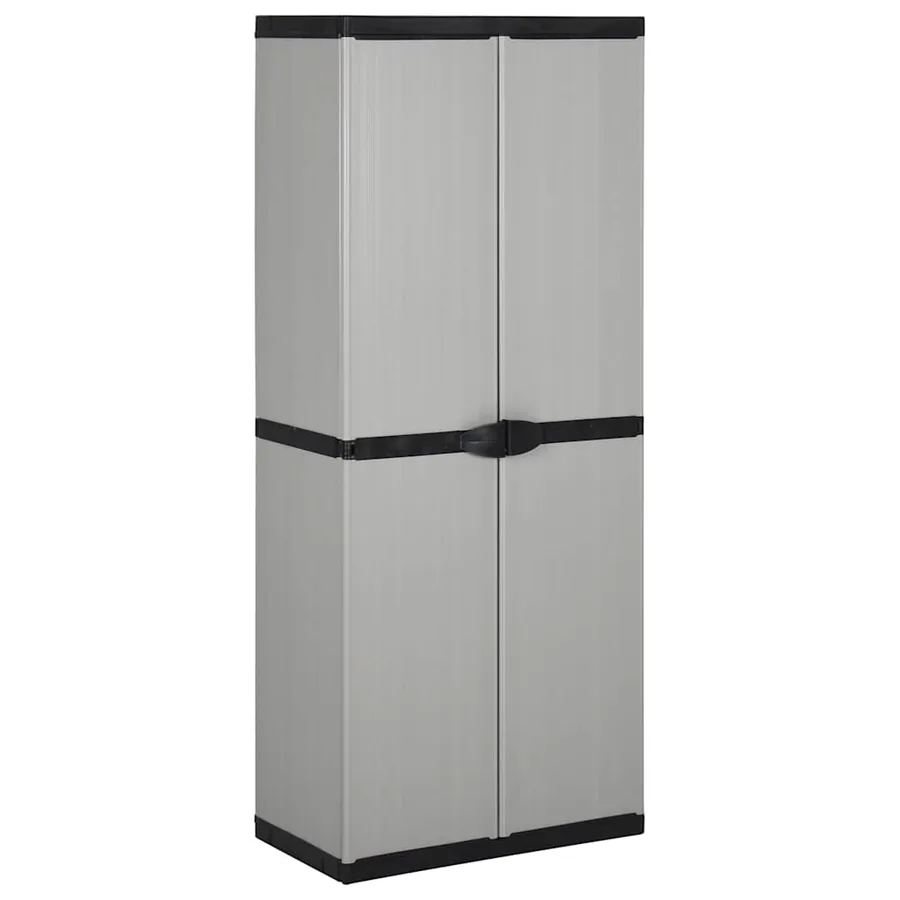 Armoire de rangement de jardin 3 étagères Gris/noir 68x40x168cm