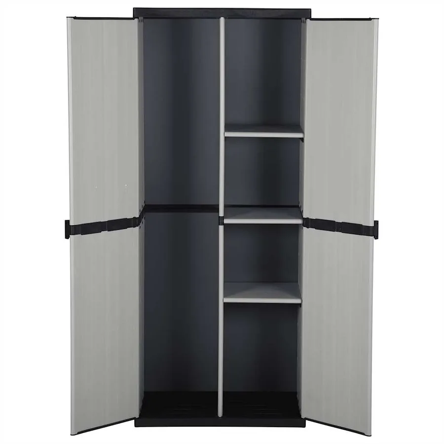Armoire de rangement de jardin 3 étagères Gris/noir 68x40x168cm - 3